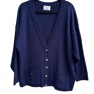 College Point Vintage Navy ‎ Knit Grandpa Cottage Oversized Cardigan Sweater XXL